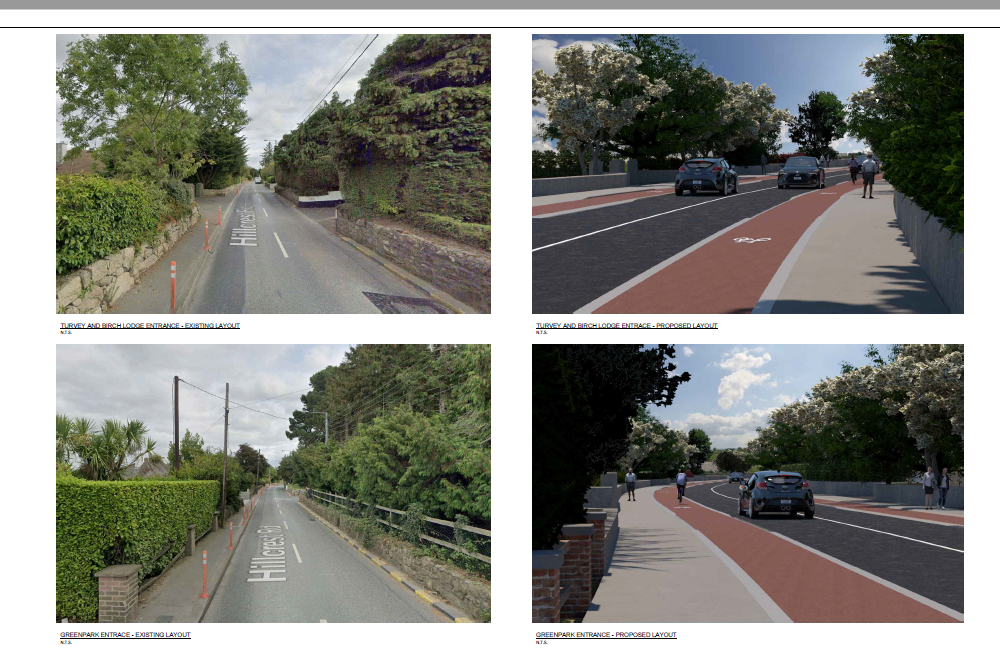 Expected before and after of the Hillcrest Road Upgrade project