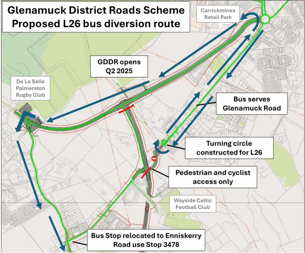 Glenamuck District Road scheme L26 diversion route June 2025